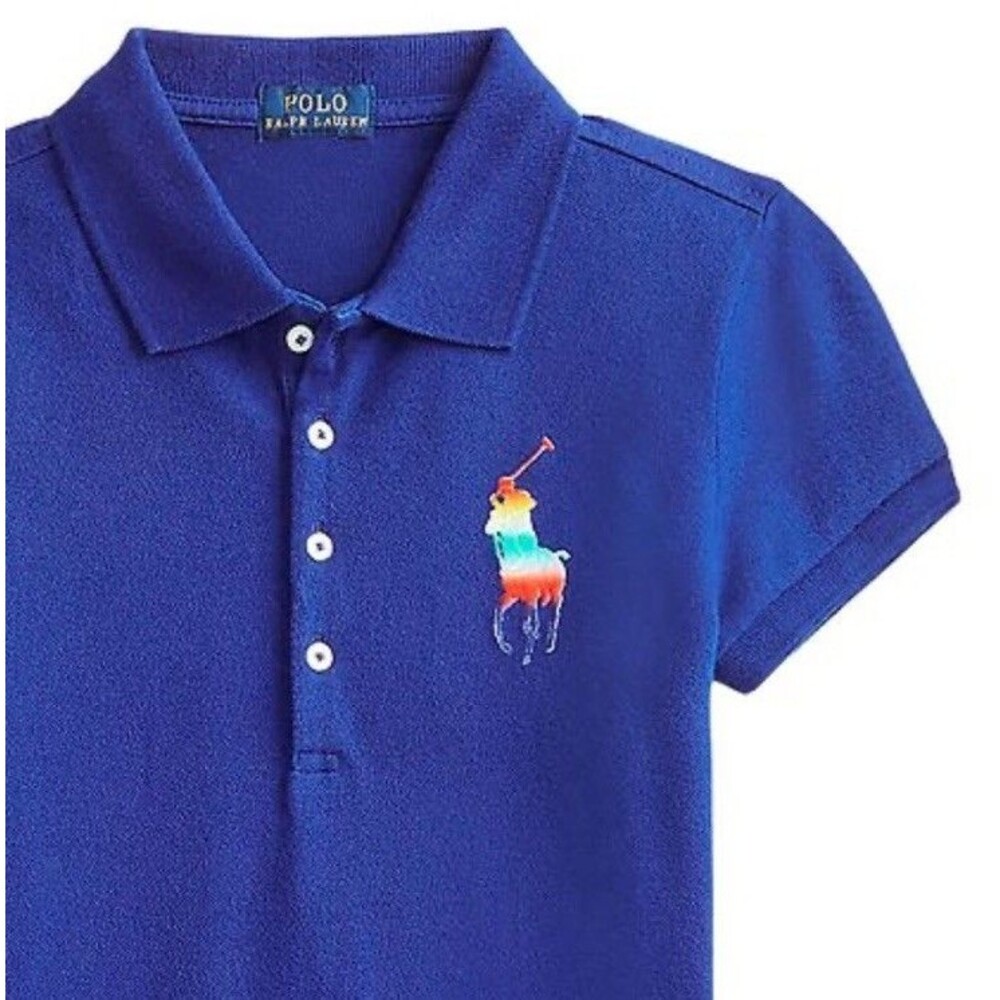 POLO RALPH LAUREN Girls Size XL 16 Blue Pique Polo Short Sleeve Tennis Dress